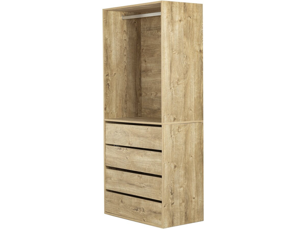 Roupeiro "Opéra" com 4 gavetas e 1 espaço para pendurar - 80 x 45 x 180 cm - Bege