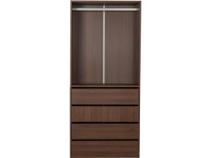 Roupeiro "Opéra" com 4 gavetas e 1 espaço para pendurar - 80 x 45 x 180 cm - Castanho