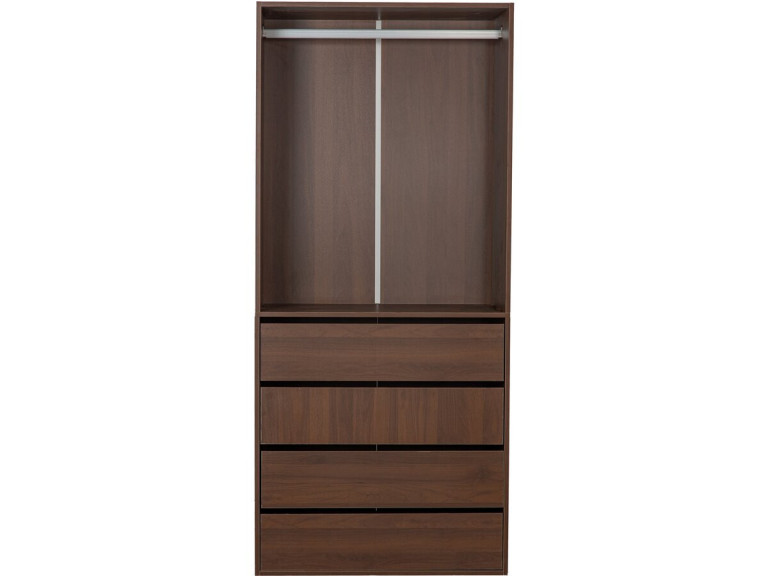 Roupeiro "Opéra" com 4 gavetas e 1 espaço para pendurar - 80 x 45 x 180 cm - Castanho