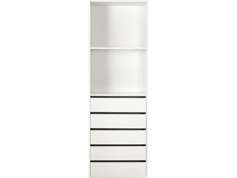 Roupeiro "Opéra" com 5 gavetas e 2 prateleiras - 60 x 45 x 180 cm - Branco