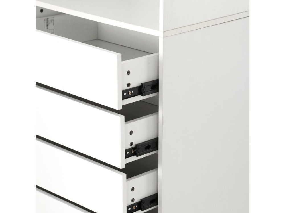 Roupeiro "Opéra" com 5 gavetas e 2 prateleiras - 60 x 45 x 180 cm - Branco