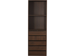 Roupeiro "Opéra" com 5 gavetas e 2 prateleiras - 60 x 45 x 180 cm - Castanho