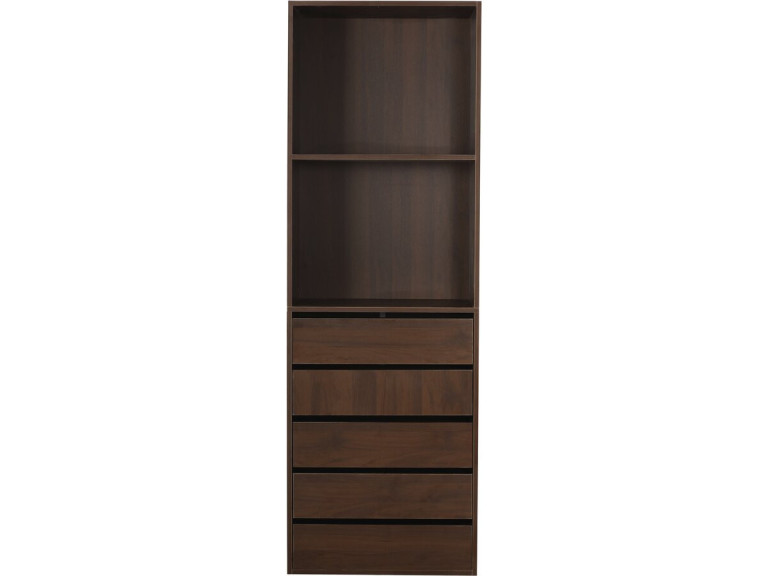 Armário "Opéra" com 5 gavetas e 2 prateleiras - 60 x 45 x 180 cm - Castanho