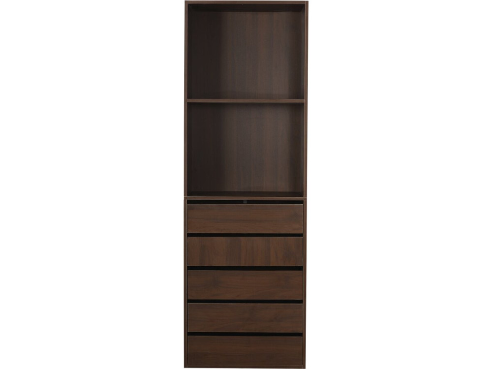Armário "Opéra" com 5 gavetas e 2 prateleiras - 60 x 45 x 180 cm - Castanho