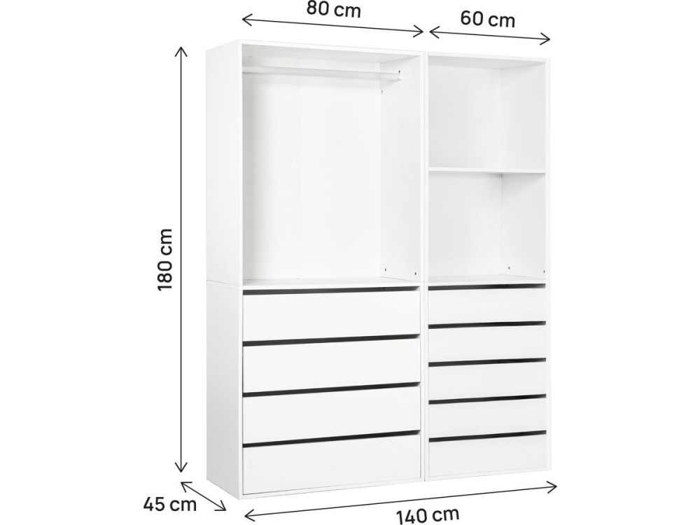 Conjunto de toucador modular "Opera" - 2 unidades - Branco