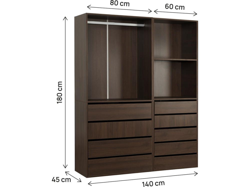 Conjunto de toucador modular "Opera" - 2 unidades - Castanho