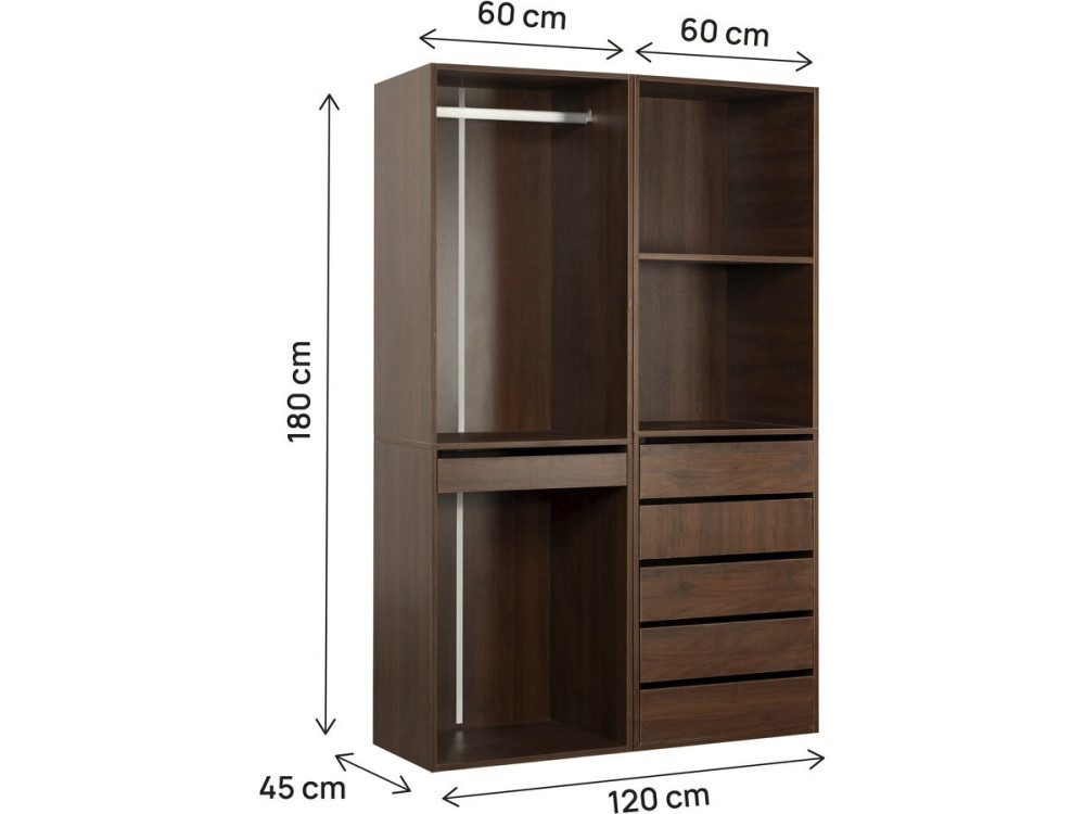 Conjunto de toucador modular "Opera" - 2 unidades - Castanho