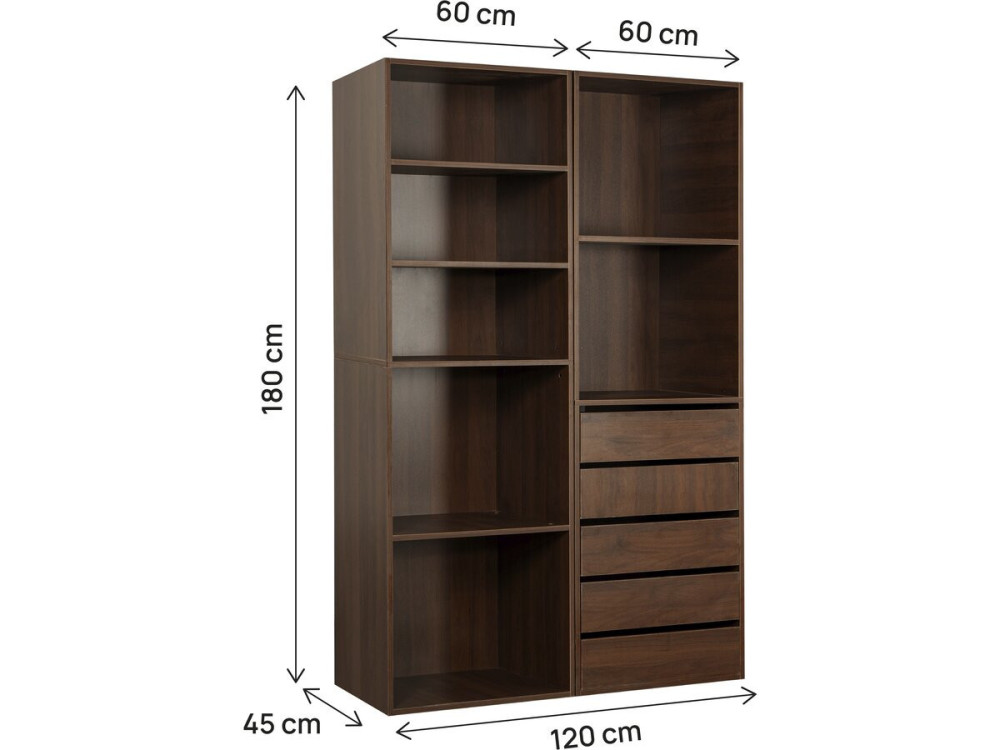 Conjunto de toucador modular "Opera" - 2 unidades - Castanho