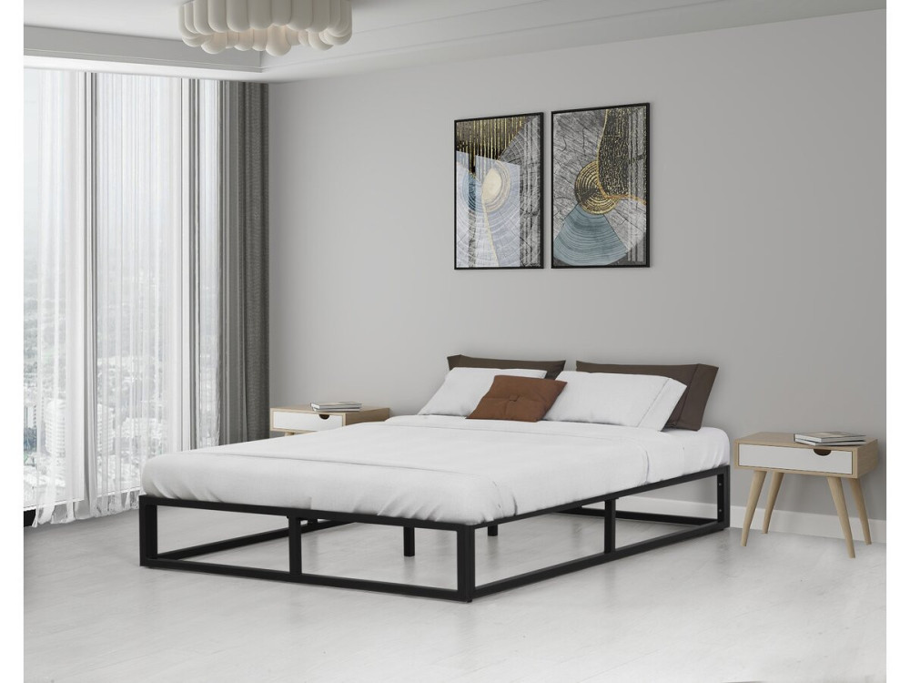 Estrutura de cama metálica 160 x 200 cm - Preto