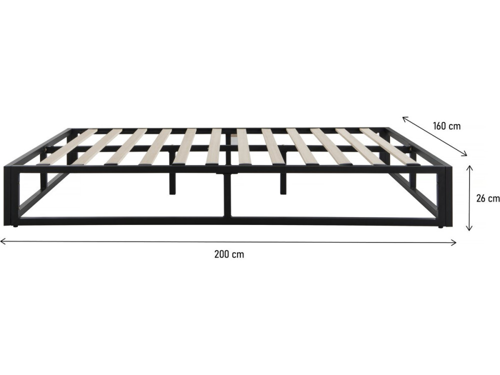 Estrutura de cama metálica 160 x 200 cm - Preto
