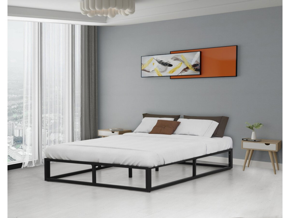 Estrutura de cama metálica 140 x 190 cm - Preto