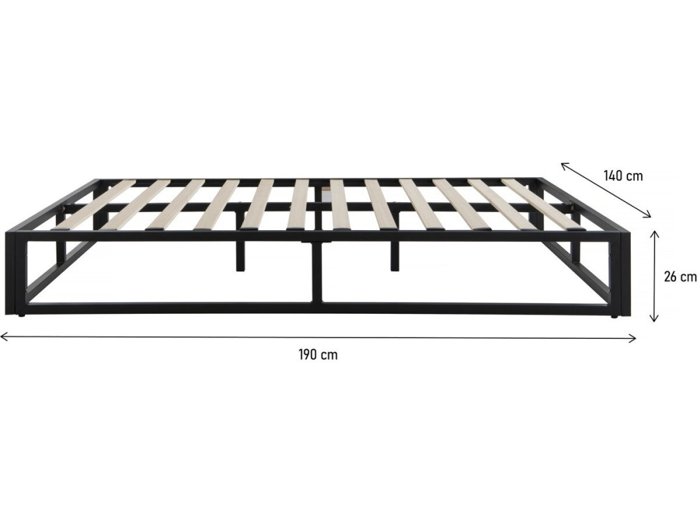 Estrutura de cama metálica 140 x 190 cm - Preto