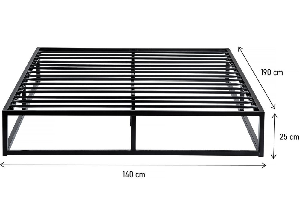 Estrutura de cama metálica 140 x 190 - Preto