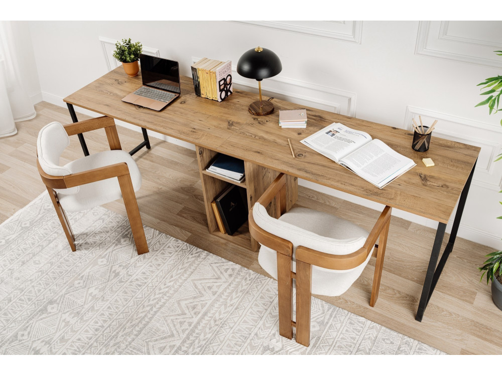Secretária de estudo Twin - 240 x 60 x 74 cm - Atlantic PineBlack