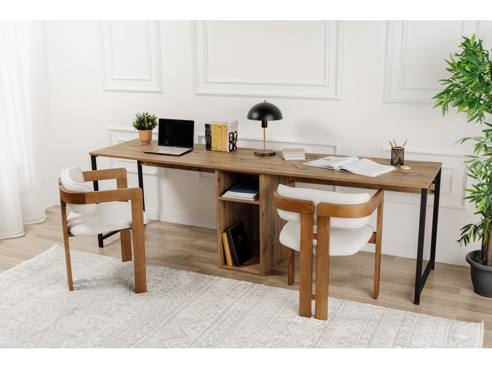Secretária de estudo Twin - 240 x 60 x 74 cm - Atlantic PineBlack