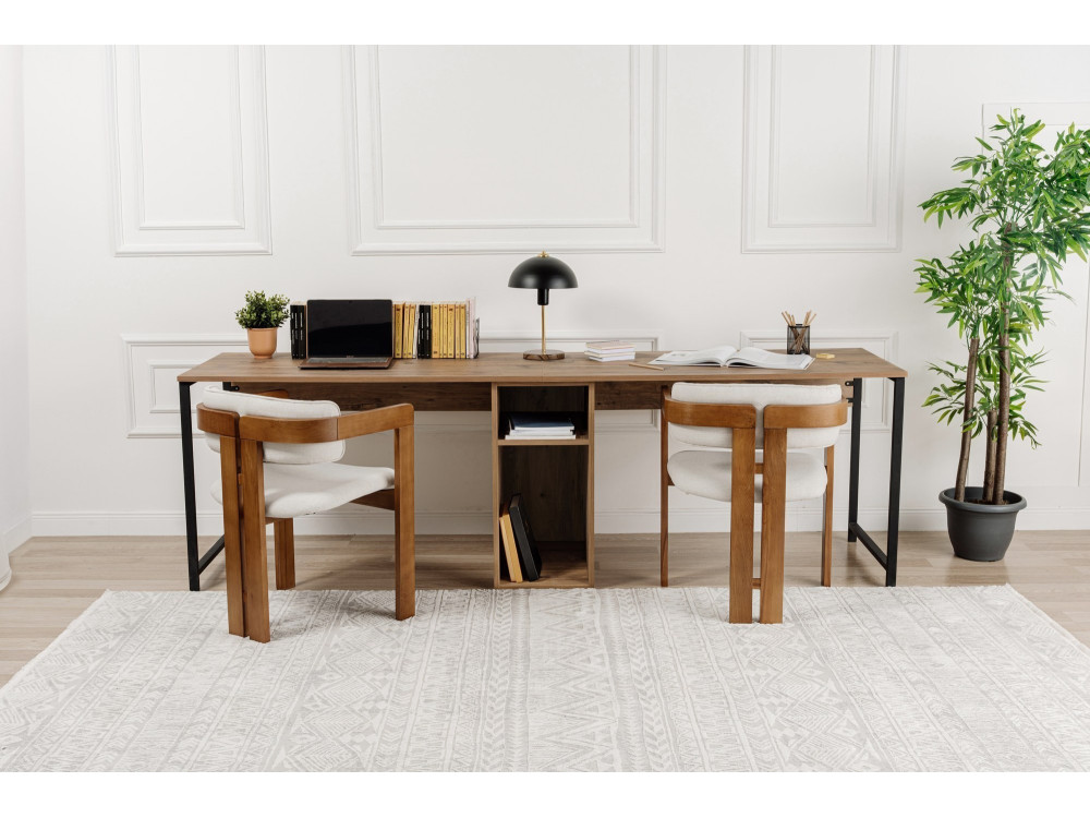 Secretária de estudo Twin - 240 x 60 x 74 cm - Atlantic PineBlack