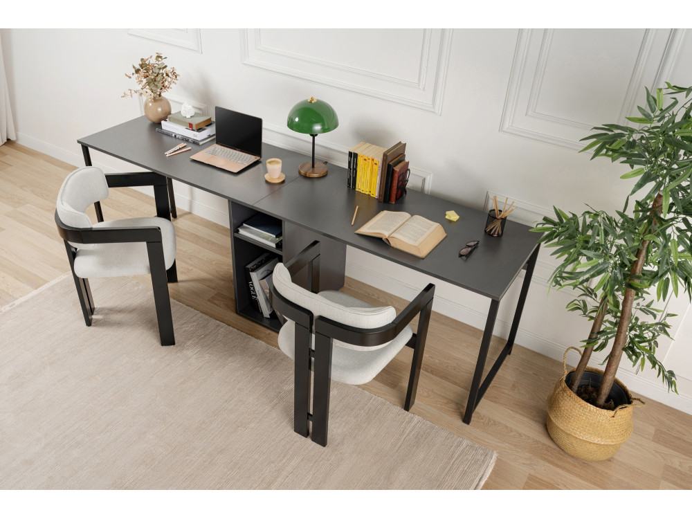 Secretária Twin - 240 x 60 x 74 cm - Preto Antracite