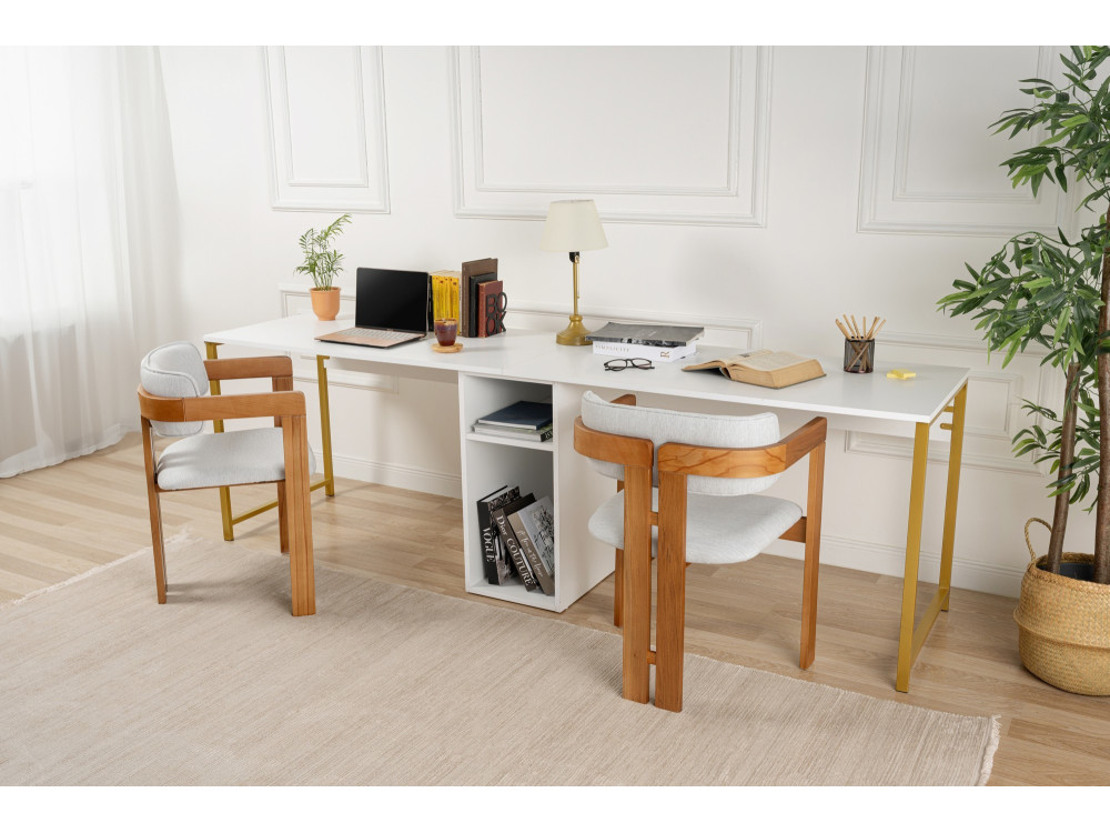 Secretária de estudo Twin - 240 x 60 x 74 cm - Ouro branco