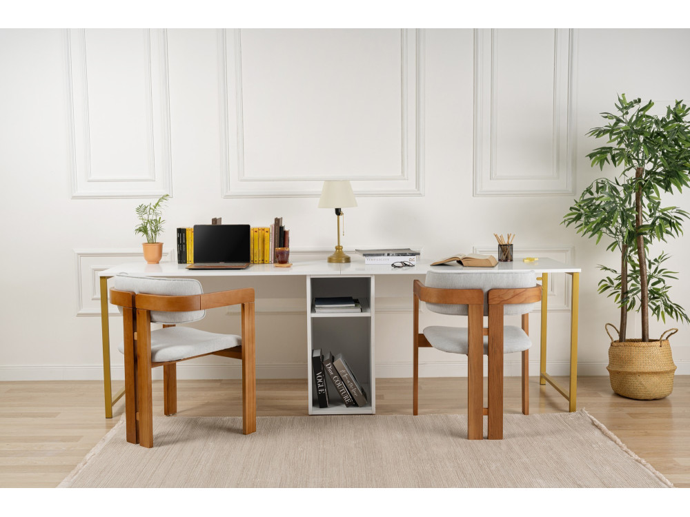 Secretária de estudo Twin - 240 x 60 x 74 cm - Ouro branco