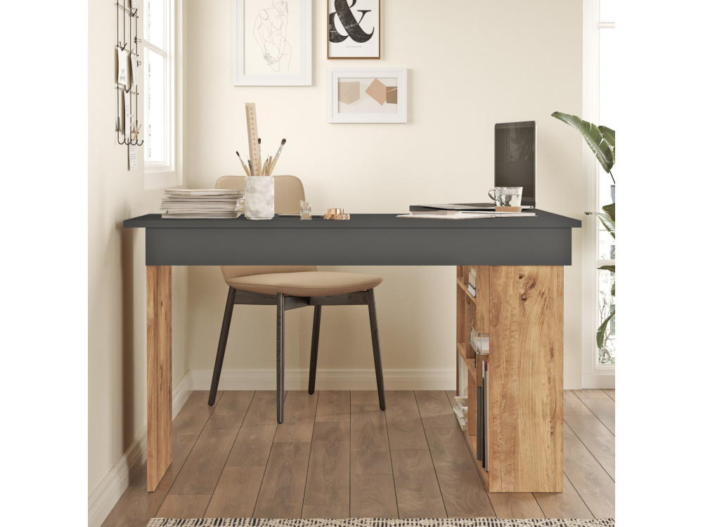 Secretária de madeira "CT5" - 129 x 120 x 72 cm - Atlantic Pine Antracite