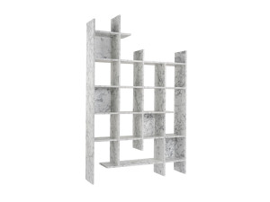 Estante de madeira "Manco" - 122 x 25 x 188 cm - Branco marmoreado