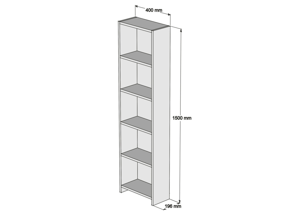 Estante de madeira "Barkin" - 40 x 19 x 150 cm - Branco