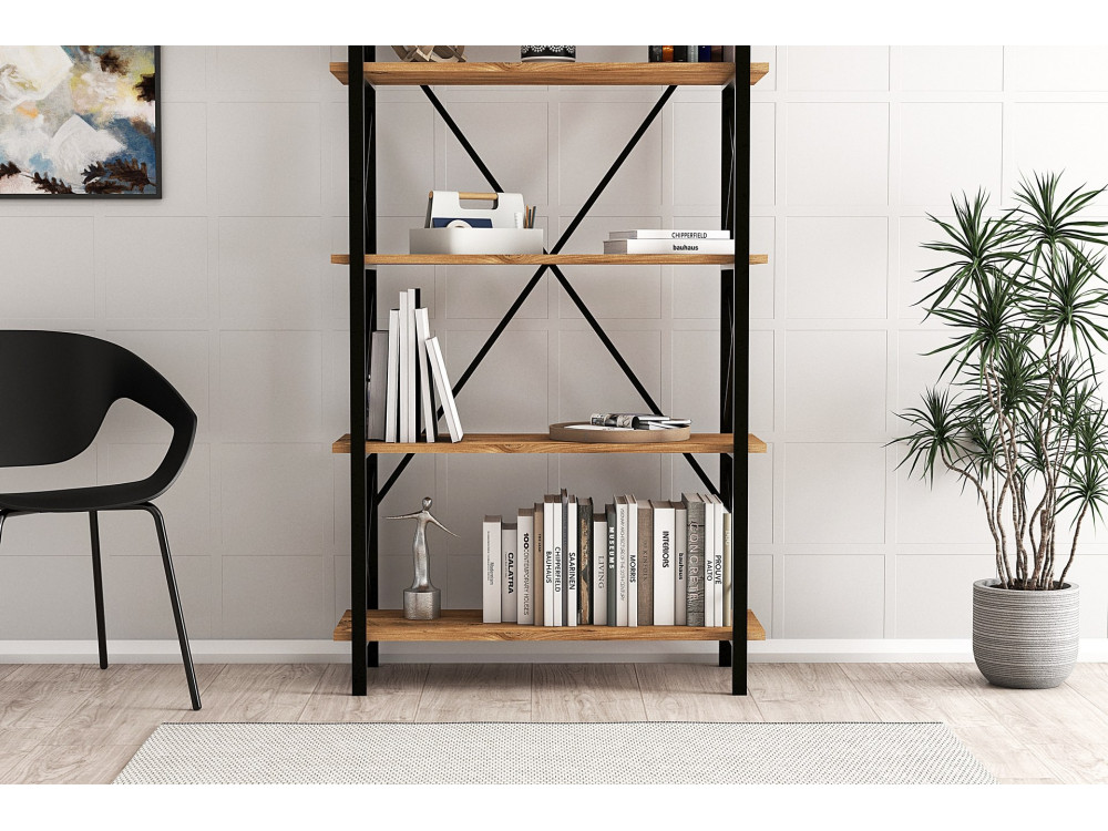 Estante de madeira "Nero" - 90 x 33 x 180 cm - Atlantic PineBlack