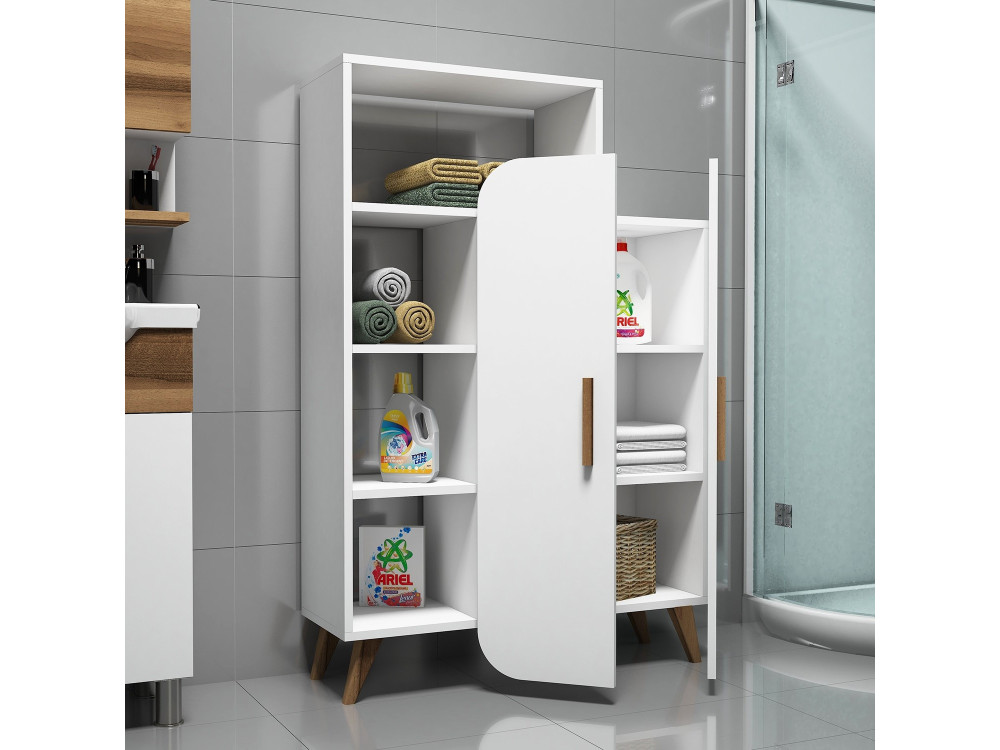 Estante de madeira "Form" - 90 x 32 x 132 cm - Branco
