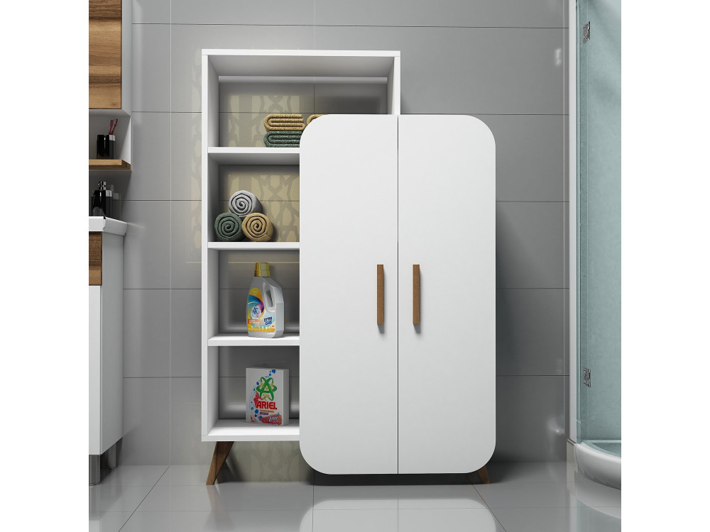 Estante de madeira "Form" - 90 x 32 x 132 cm - Branco