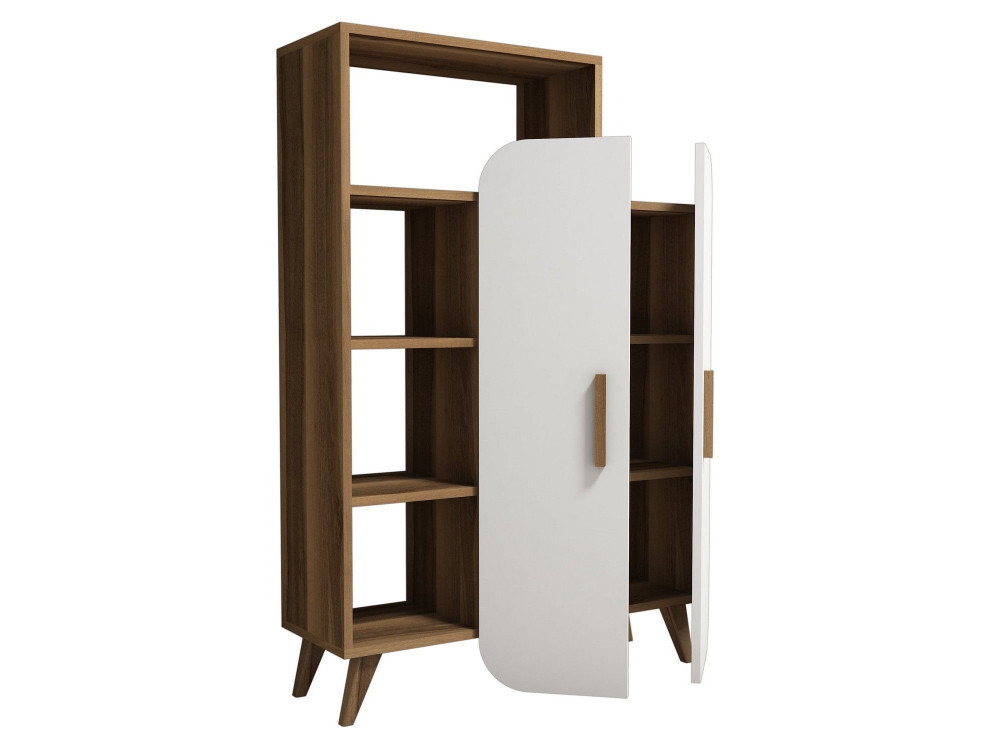 Estante de madeira "Form" 90 x 32 x 132 cm - Nogueira