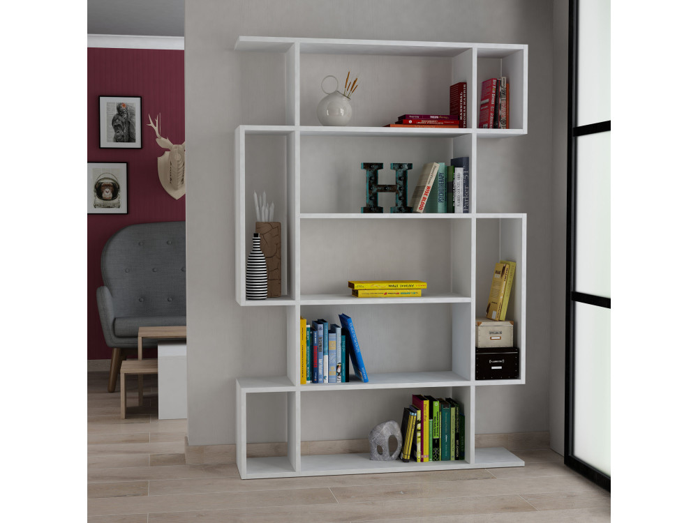 Estante de madeira "Mito" - 110 x 25 x 161 cm - Branco
