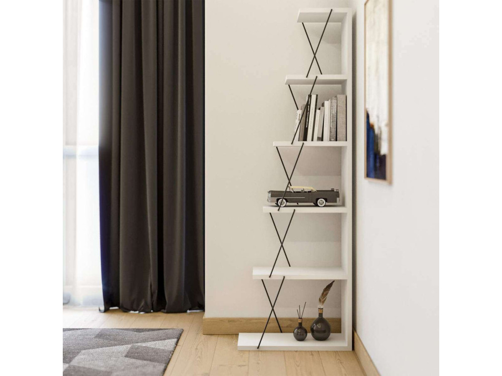 Estante de madeira "Ayder" - 50 x 22 x 150 cm - Branco