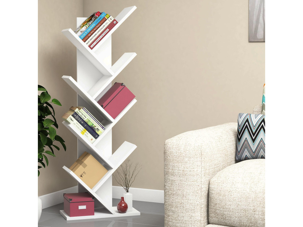 Estante de madeira "Hitit" - 46 x 22 x 128 cm - Branco