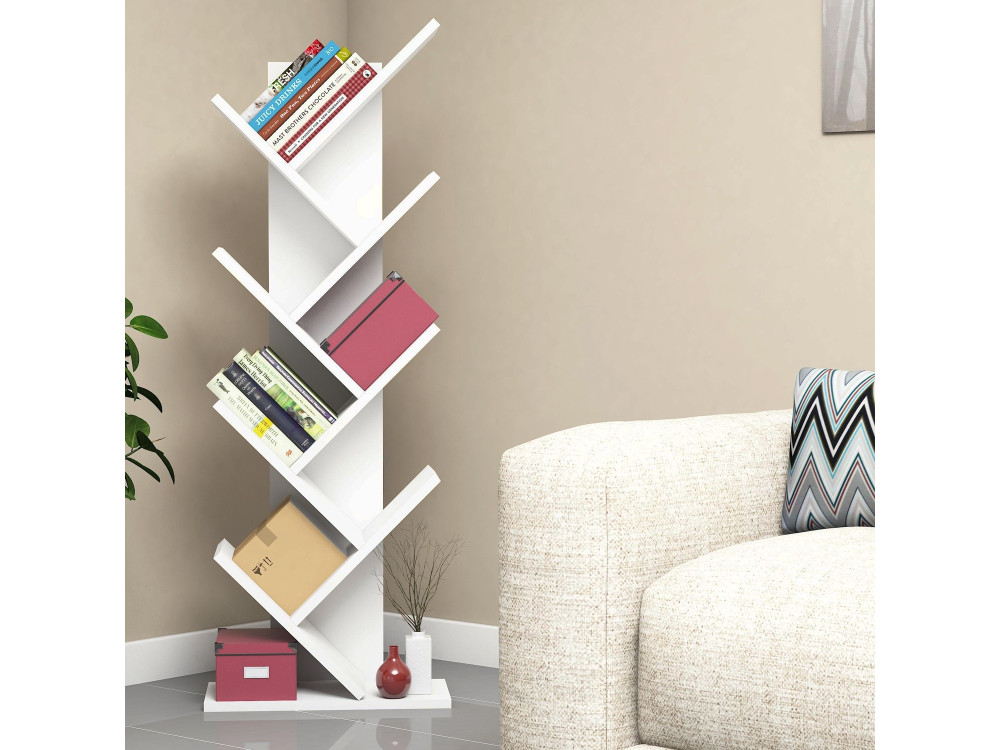 Estante de madeira "Hitit" - 46 x 22 x 128 cm - Branco