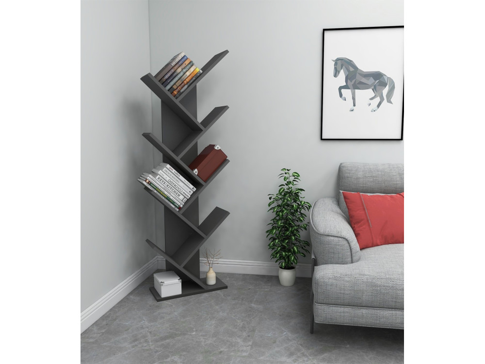 Estante de madeira "Hitit" - 46 x 22 x 128 cm - Cinzento antracite