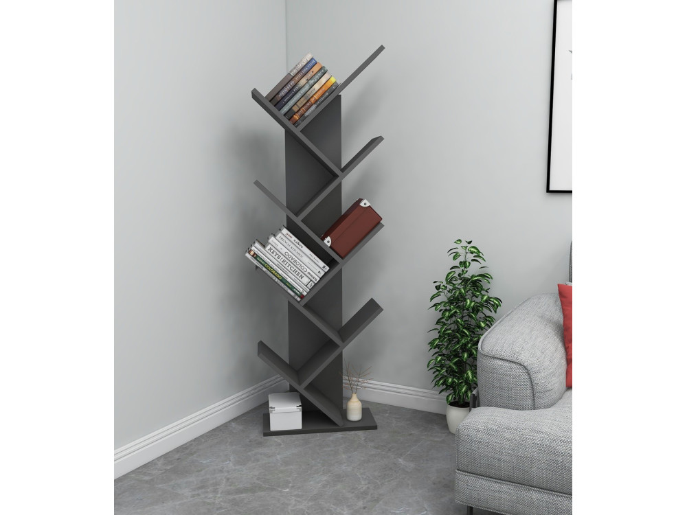 Estante de madeira "Hitit" - 46 x 22 x 128 cm - Cinzento antracite