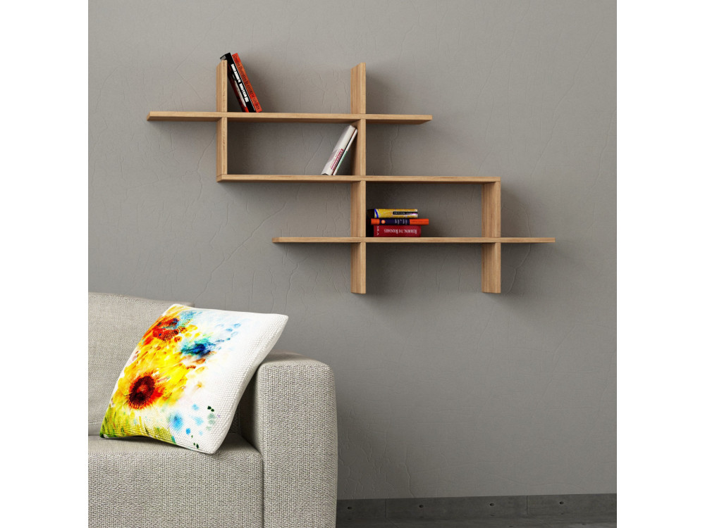 Estante de madeira "Halic" - 150 x 22 x 82 cm - Carvalho