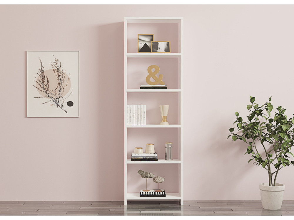 Estante de madeira "New" - 50 x 19 x 160 cm - Branco
