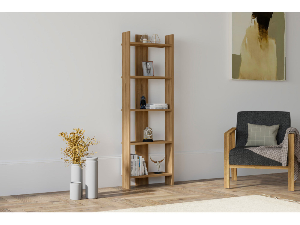 Estante de madeira "Virba" - 52 x 22 x 149 cm - Nogueira