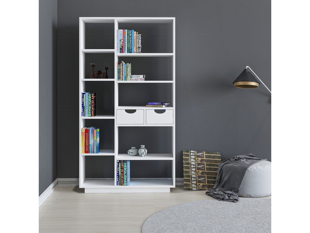 Estante de madeira "Luma" - 80 x 25 x 188 cm - Branco