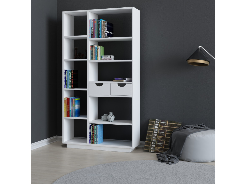 Estante de madeira "Luma" - 80 x 25 x 188 cm - Branco