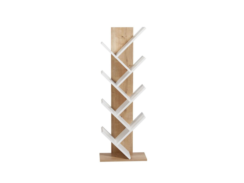 Estante de madeira "Tuval 066" - 46 x 22 x 129 cm - Carvalho, Branco