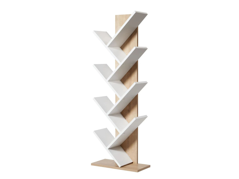 Estante de madeira "Tuval 066" - 46 x 22 x 129 cm - Carvalho, Branco