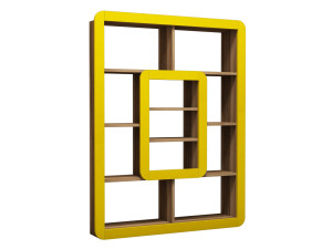 Estante de madeira "Orkide" - 108 x 21 x 140 cm - Nogueira, Amarelo