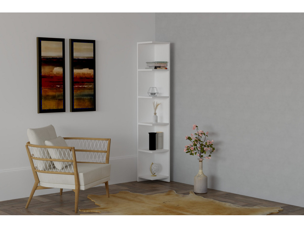 Estante de madeira "Ravella" - 25 x 25 x 160 cm - Branco