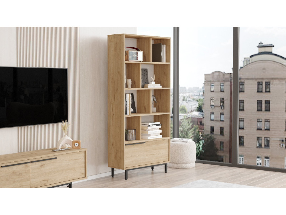 Estante de madeira "Calvin" 83,9 x 29,5 x 175,6 cm - Nogueira