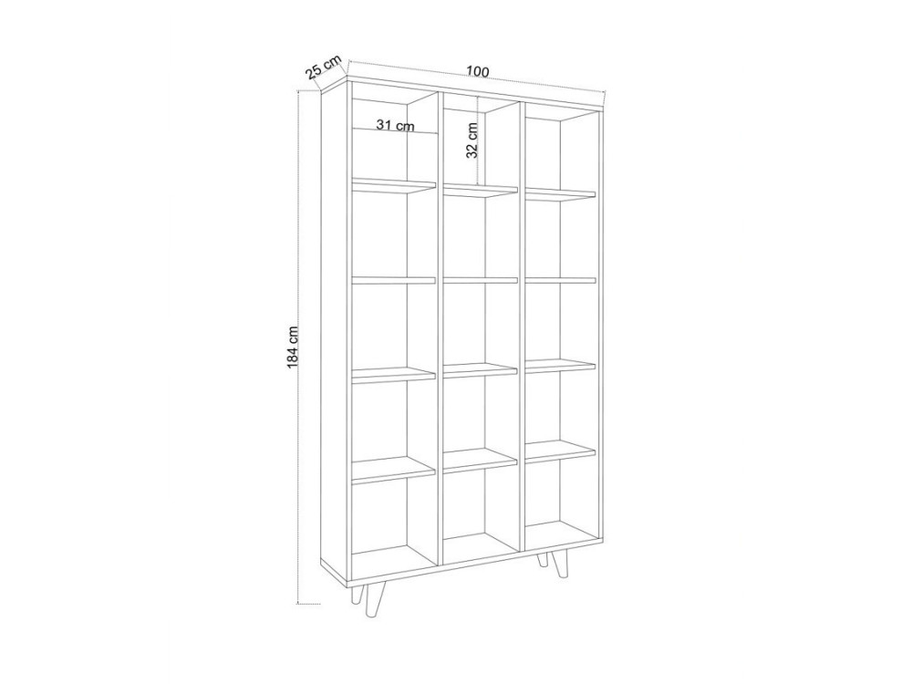Estante de madeira "Zipa" 100 x 25 x 184 cm - Travertino