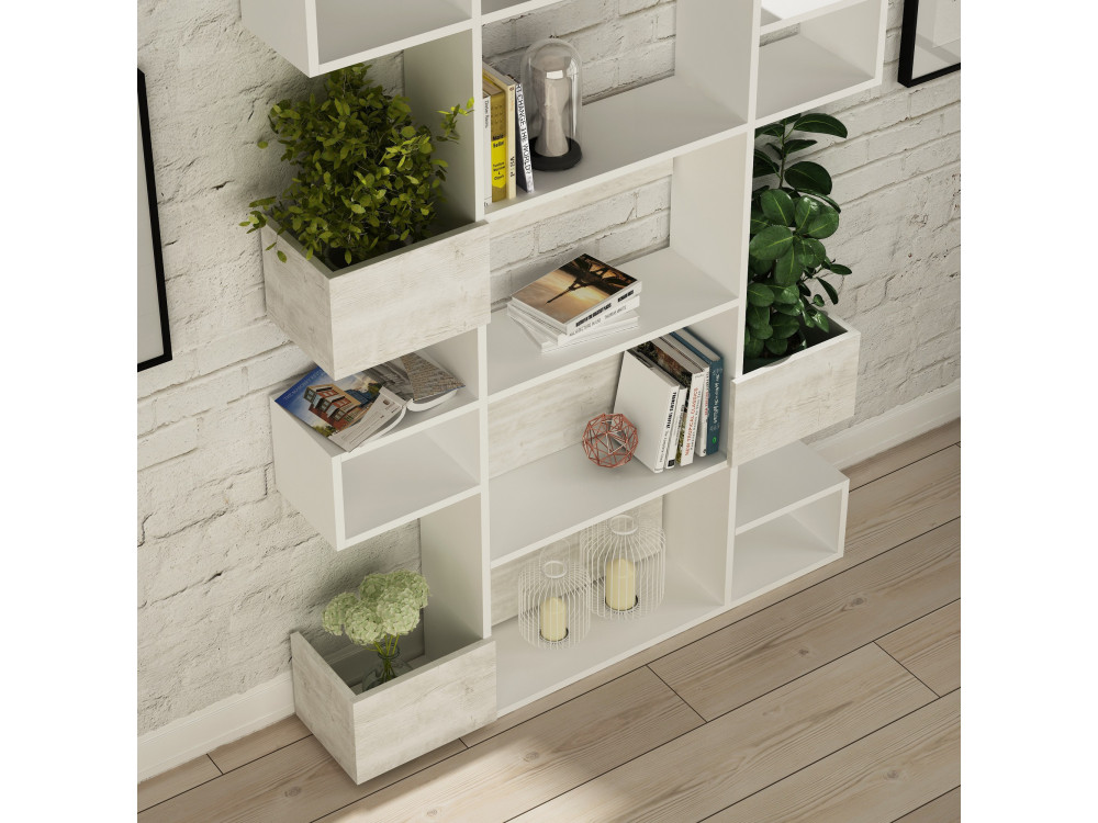 Estante de madeira "Niho" 120 x 27 x 171 cm - Branco
