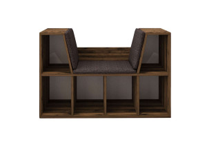 Estante "Livora" com assento em madeira - 103 x 30 x 63 cm - Castanho