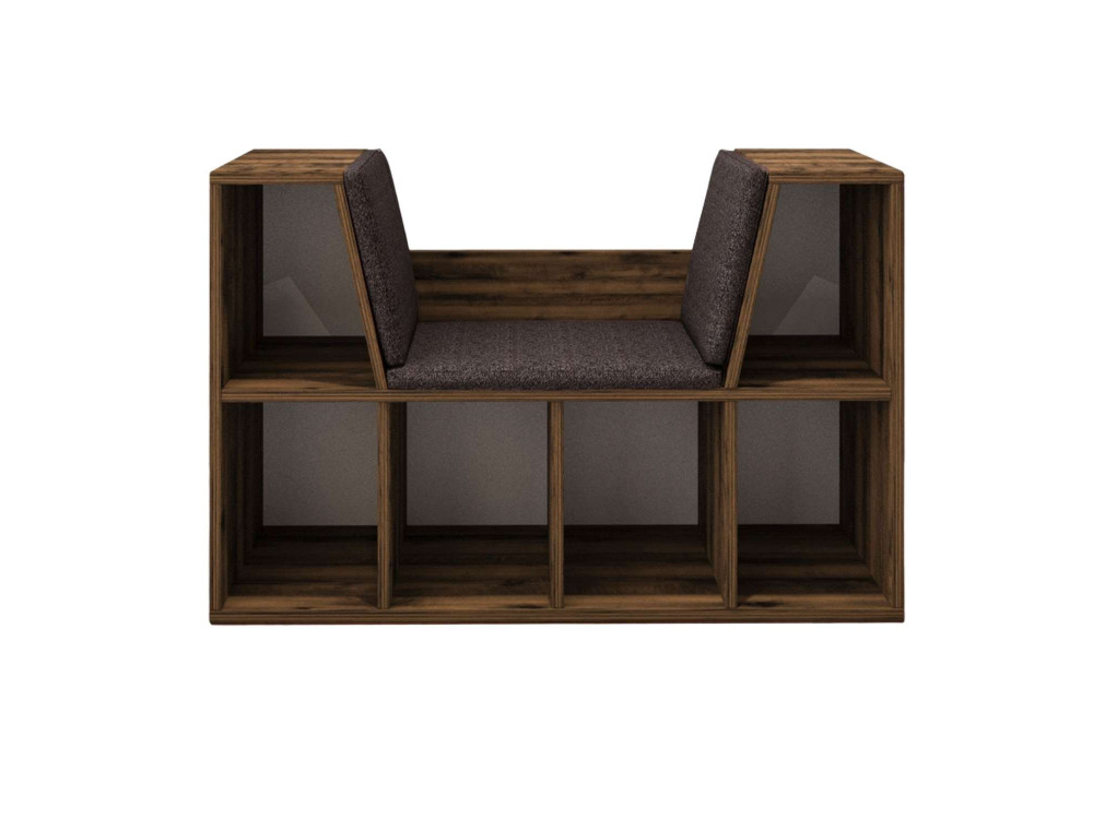 Estante "Livora" com assento em madeira - 103 x 30 x 63 cm - Castanho